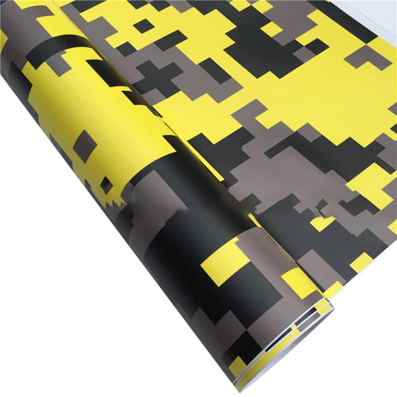 Camouflage Vinyl Wrap Film,Assudro Digital Camouflage Auto Aufkleber Körper Farbwechselfolie Blasenfrei Motorrad Camo Styling Aufkleber Rolle Auto Selbstklebende Dekor Car Wrap Folie,gelb 152 * 50CM von Asudaro