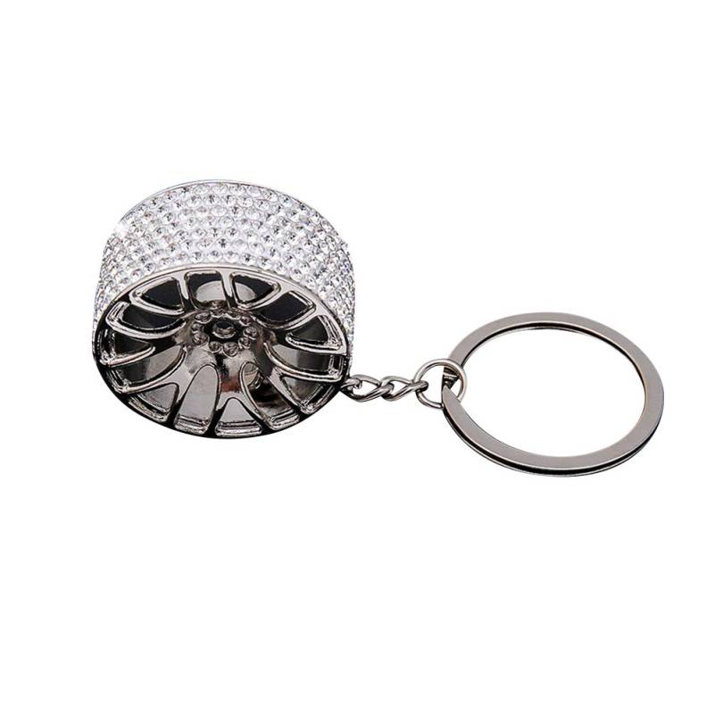 Damen Diamant Schlüsselanhänger Reifenform Schlüsselbund Bling Bling Schlüsselanhänger Anhänger Charms Autoschlüssel Ornamente Keychain Kristall Auto Schlüsselbund Metall Schlüssel Zubehör,Weiß von Asudaro