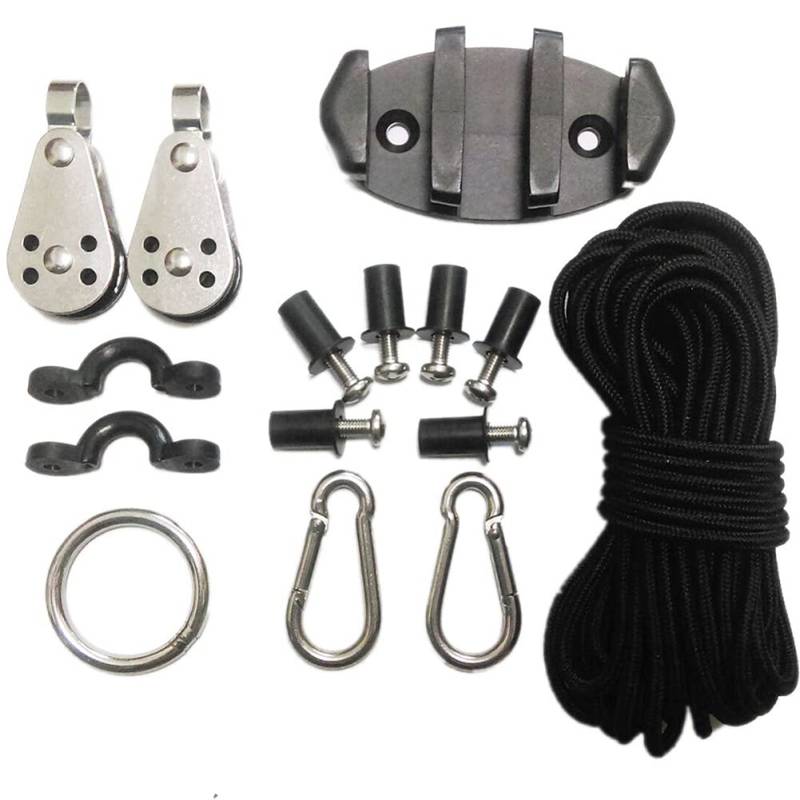 Kayak Anchor Trolley Kit, Wassersport Anchor Kit Kayak Bungee Cord Set Edelstahl Anker Trolley System mit Riemenscheibe Pad Augenring Haken Schrauben Zubehör für Kanu Kayak Raft Segelboot von Asudaro