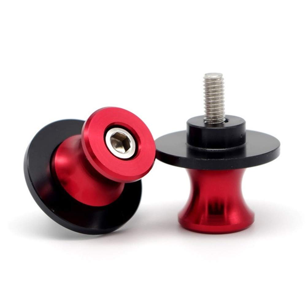 M6 Schwingenschutz, 2 Stück Schwingenadapter Ständer Bobbins Spool Racingadapter Ständeraufnahme, 6mm Motorrad CNC Montageständer Schwinge Ständer Schraube Schwinge Spulen,Rot von Asudaro