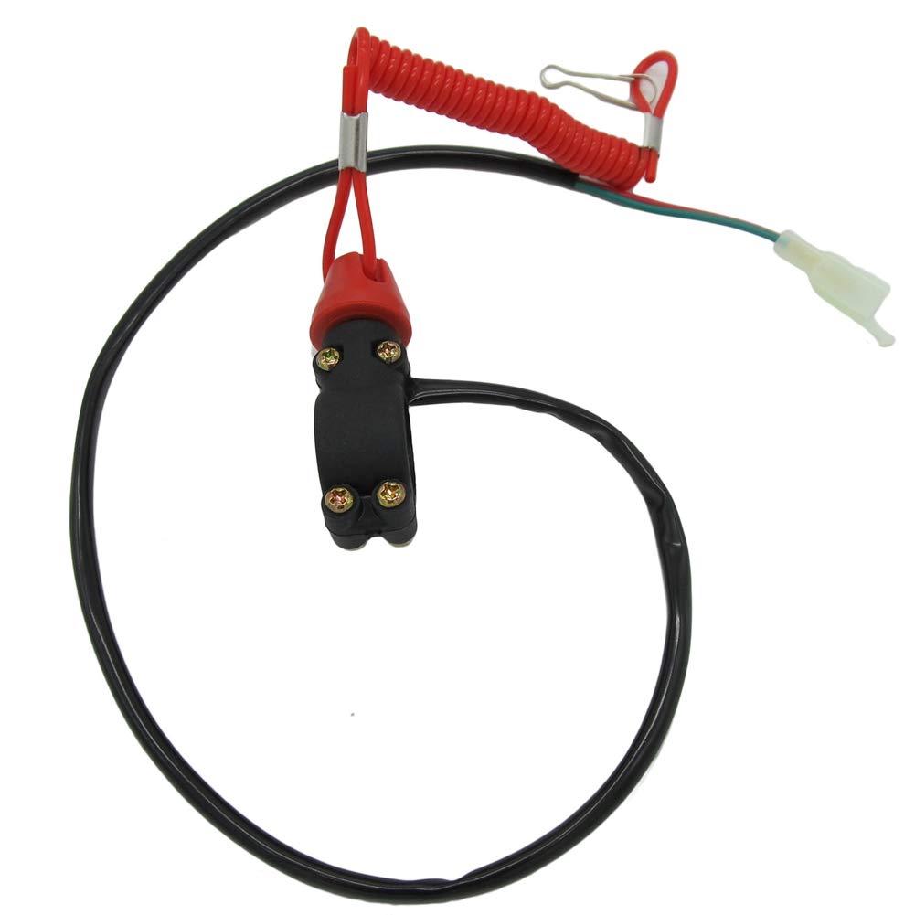 Motor Kill Stop Schalter, Asudaro Motor Kill Schalter Sicherheits Tether Lanyard Not Aus-Schalter Dringender Stoppschalter für 49CC Mini Offroad Fahrzeug Not-Flammen Schalter,Schwarz + Rot von Asudaro