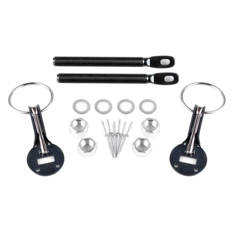 Motorhaubenverriegelungs Kit, Asudaro Universal Motorhauben Pin Lock Kit Racing Car Motorhaubenverriegelung Motorhaubenhalter Auto Hood Pin Bonnet Lock Kit Für Racing Sport Car,Schwarz von Asudaro