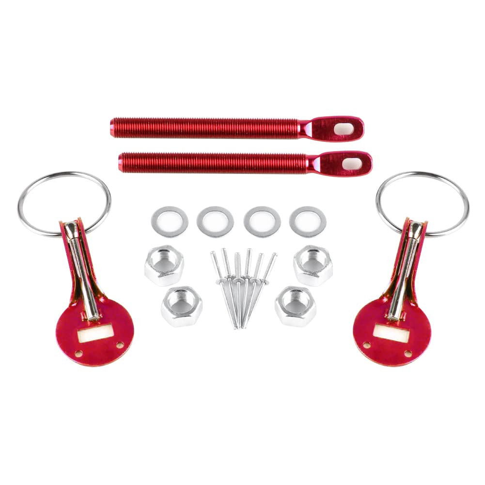 Motorhaubenverriegelungs Kit, Asudaro Universal Motorhauben Pin Lock Kit Racing Car Motorhaubenverriegelung Motorhaubenhalter Auto Hood Pin Bonnet Lock Kit Für Racing Sport Car,rot von Asudaro