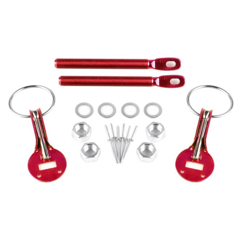 Motorhaubenverriegelungs Kit, Asudaro Universal Motorhauben Pin Lock Kit Racing Car Motorhaubenverriegelung Motorhaubenhalter Auto Hood Pin Bonnet Lock Kit Für Racing Sport Car,rot von Asudaro