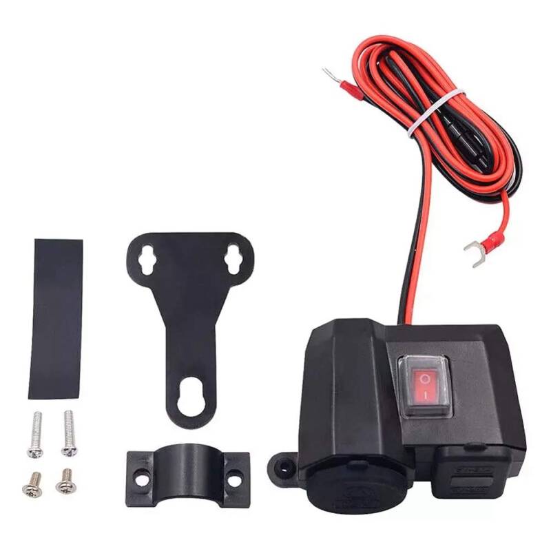 Motorrad Auto Ladegerät, Asudaro Wasserdicht Dual USB Ladegerät 12V Motorrad Zigarettenanzünder Steckdose 5V 2.1A Autoladegerät Voltmeter mit Independent Schalter für Auto Motorrad Boot,Schwarz von Asudaro