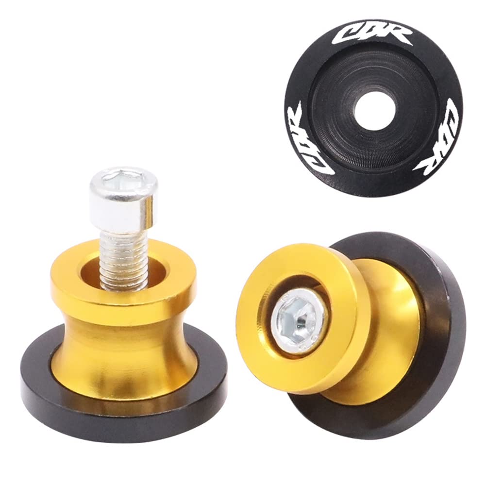 Motorrad Schwingenadapter Ständer Bobbins, Asudao 2 Stück Schwingenspulenschrauben Motorrad Aluminium Ständerarmspule Motorrad-Schwingenspulen kompatibel mit CBR-Motorrädern,Gold von Asudaro