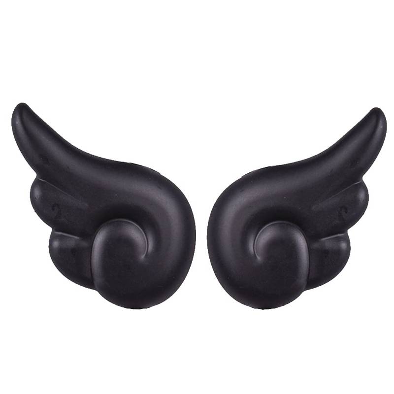 Motorradhelm Horn, Asudaro 1 Paar Motorradhelm Dekoration Fahrradhelm Zubehör Engel Dekoration Helm Dekoration Zubehör Kunststoff Saugnapf Flügel Für Ski Bike Motorradhelm,schwarz von Asudaro