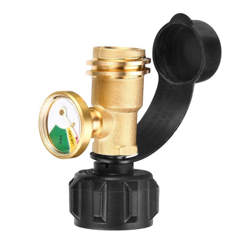 Propantankadapter Propantankanzeige Messing Propantankanzeige mit Manometer Gasstandsanzeige Lecksucher Propantankanzeige Gasstand Grill BBQ Druckanzeige Messing Für Grill,Gold von Asudaro