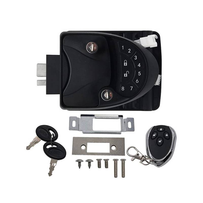 RV Türschloss, Asudaro RV Keyless Entry Türschloss RV Schlossverriegelung Elektrisches Wohnmobilschloss mit Tastatur und Schlüsselanhänger 20m Fernbedienung Türverriegelung für Wohnmobil Bus Yacht von Asudaro