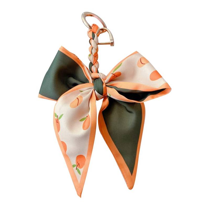 Schlüssel Anhänger für Schlüsselbund,Asudaro Autoschlüssel-Ornamente Bowknot Schlüsselanhänger Autoschlüsselhalter Seidenschal Schlüsselanhänger Tasche Anhänger Damen Tasche Deko Anhänger,Orange von Asudaro