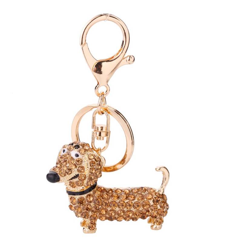 Schlüsselbund Anhänger, Asudaro Auto Schlüsselring Anhänger Glitzer Strass Schlüsselring Netter Welpe Hund Metall Bling Kristalle Schlüsselanhänger Charm Anhänger Keychain Dekor,Champagner Gold von Asudaro