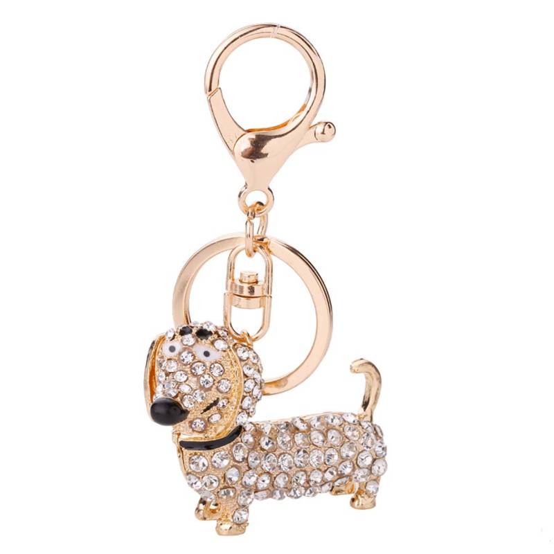 Schlüsselbund Anhänger, Asudaro Auto Schlüsselring Anhänger Glitzer Strass Schlüsselring Netter Welpe Hund Metall Bling Kristalle Schlüsselanhänger Charm Anhänger Keychain Dekor,Weiß von Asudaro