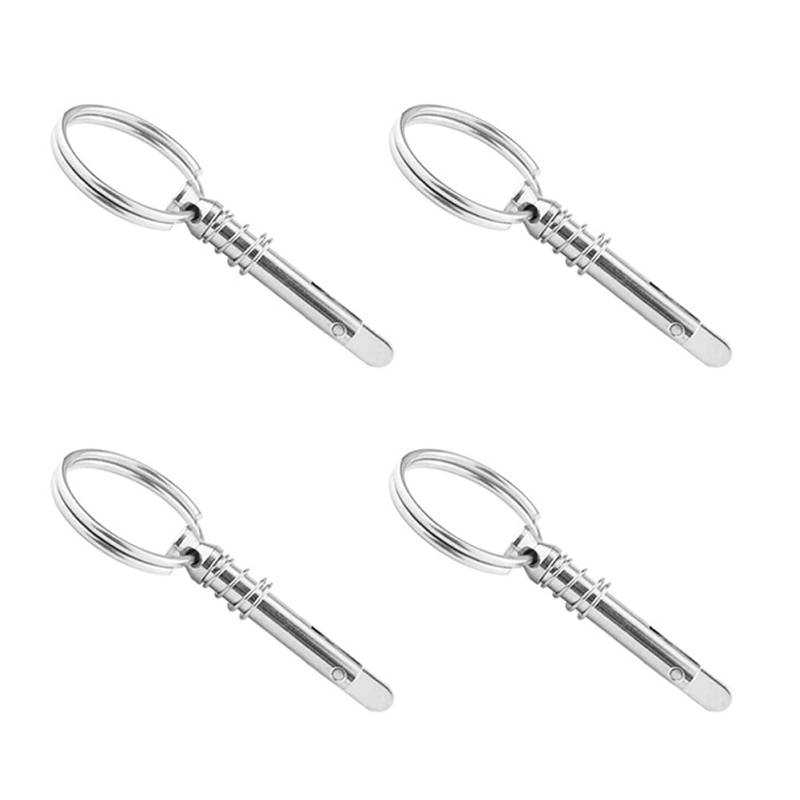 Schnellspannstift, Asudaro 4Stück Federbelastete Schnellspannstifte Bimini Top Pin für Boote 6,3 × 42mm Edelstahl Frühling Marine Sicherheitsnadel Marine Hardware Boot Teile Zubehör,Silber von Asudaro