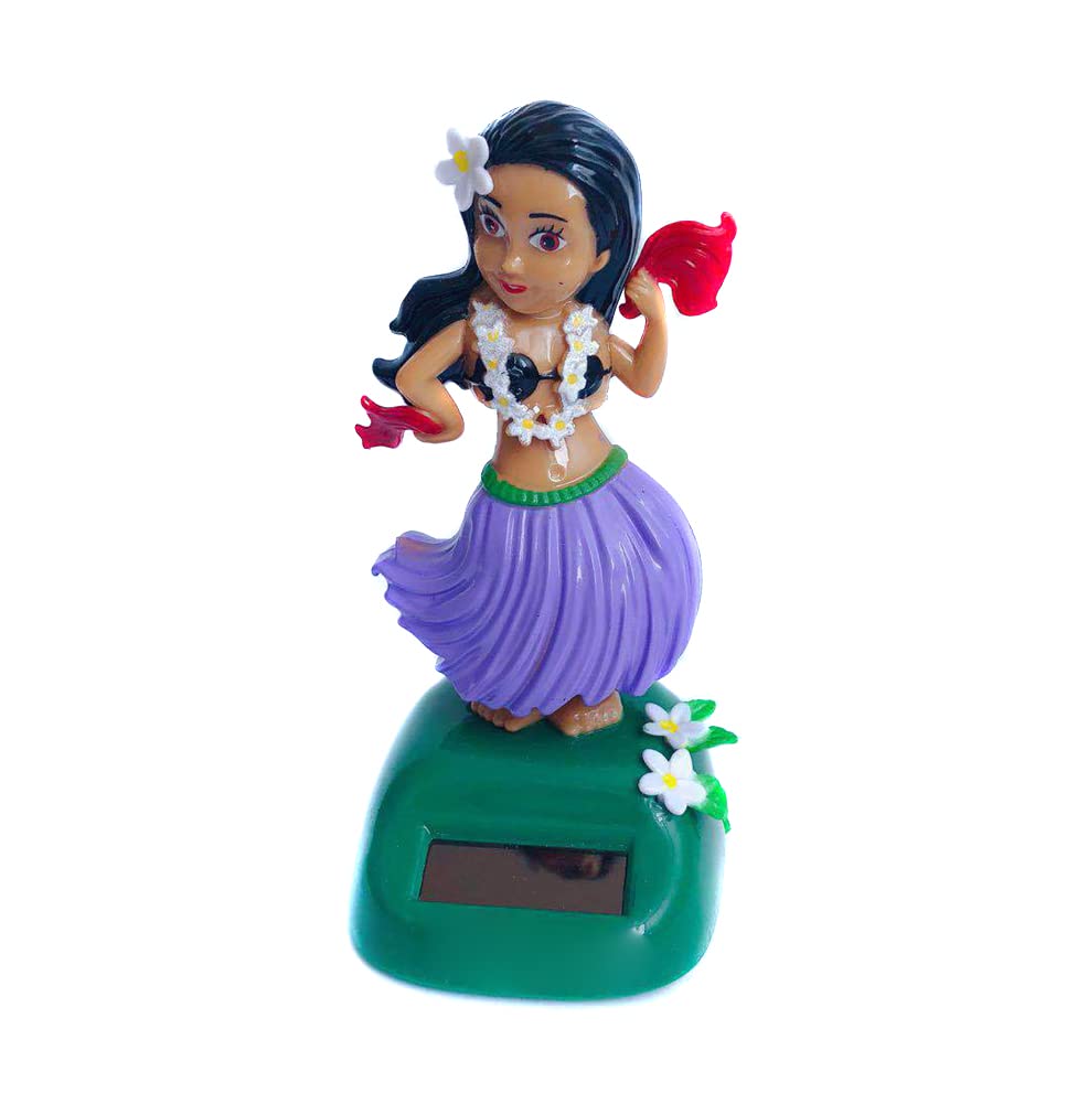 Solar Tanzendes Spielzeug,Asudaro Auto-Armaturenbrett Süßes Dekor Hula-Tänzerin Hawaiian Hula Shaking Head Tänzerin Figur Armaturenbrett Ornament Innenraum Hawaii Party Deko Kinderspielzeug,Violett von Asudaro