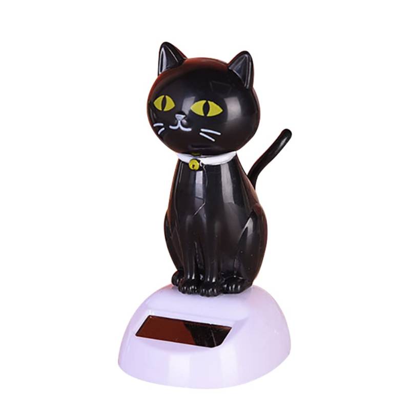 Solar Wackelfiguren süße Katze,Asudaro Auto Armaturenbrett Katze Ornament Solar-Tanzspielzeug Autodeko Katze Dekofigur Wackelkopf Kleintier Autodeko Auch für Schreibtische, Tische, Balkone Schwarz von Asudaro