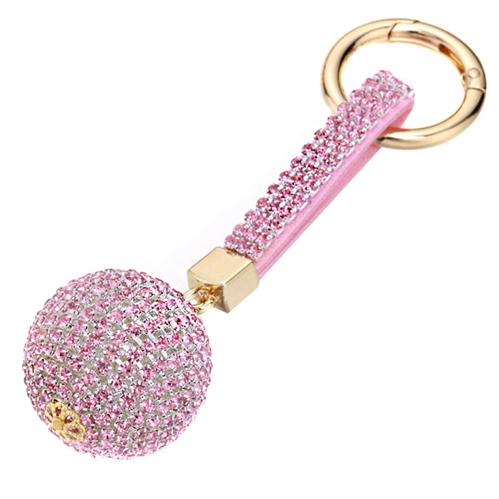 Strass Kristallkugel Auto Schlüsselbund Ornament Quaste Schlüsselanhänger Schlüsselbund Kristall Diamant Taschenanhänger Rucksäcke Zubehör Charm Auto Schlüsselanhänger Schlüsselring,Rosa von Asudaro