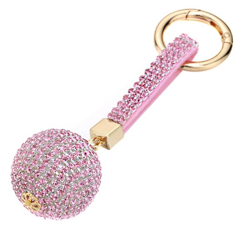 Strass Kristallkugel Auto Schlüsselbund Ornament Quaste Schlüsselanhänger Schlüsselbund Kristall Diamant Taschenanhänger Rucksäcke Zubehör Charm Auto Schlüsselanhänger Schlüsselring,Rosa von Asudaro