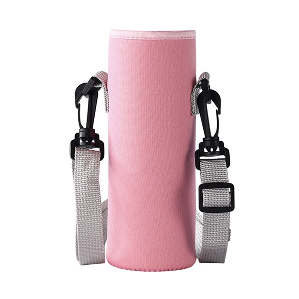 Trinkflasche Schultergurt Verstellbar,Asudaro Tragbarer Trinkflaschen Taschen Gummi Becherhalter Wasserflasche Hülse Flaschen Halter Flaschenbeutel für Wandern Radfahren Laufen Camping Rosa von Asudaro