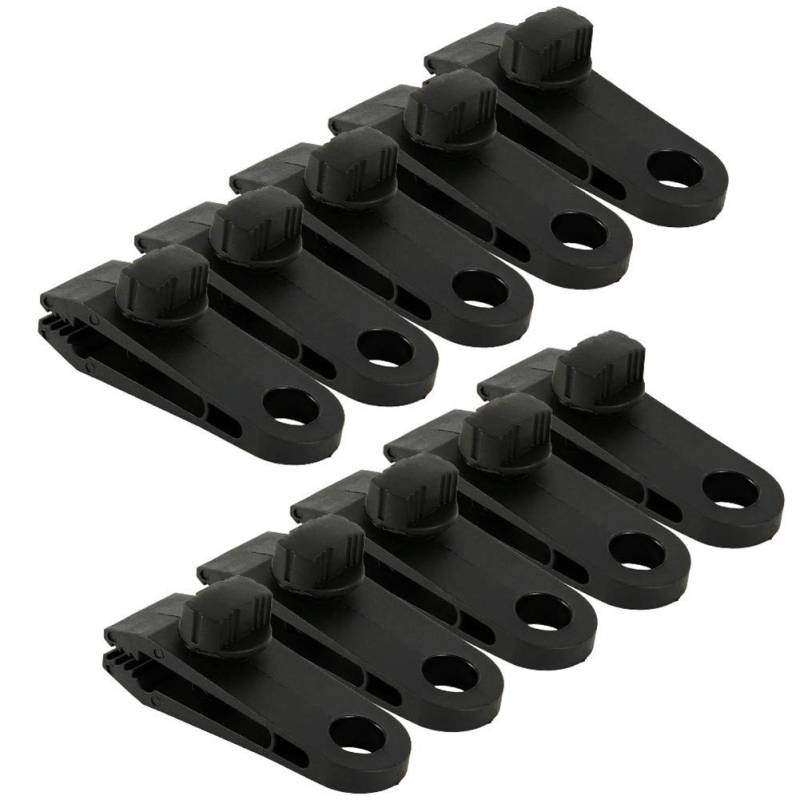 Zelt Clips Set, Asudaro 10 Stück Kunststoff-Zeltklemmen Plane Clips Schwarze Wiederverwendbare Zeltclips Planenhalter Clips für Campingzelte, Planen, Wohnwagen, Vordächer von Asudaro