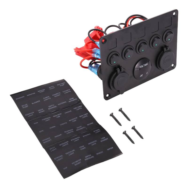 Asuinxurr 5 Gang 12V / 24V Inline Sicherungs Kasten LED Schalt Tafel Dual USB Auto Boot Truck von Asuinxurr