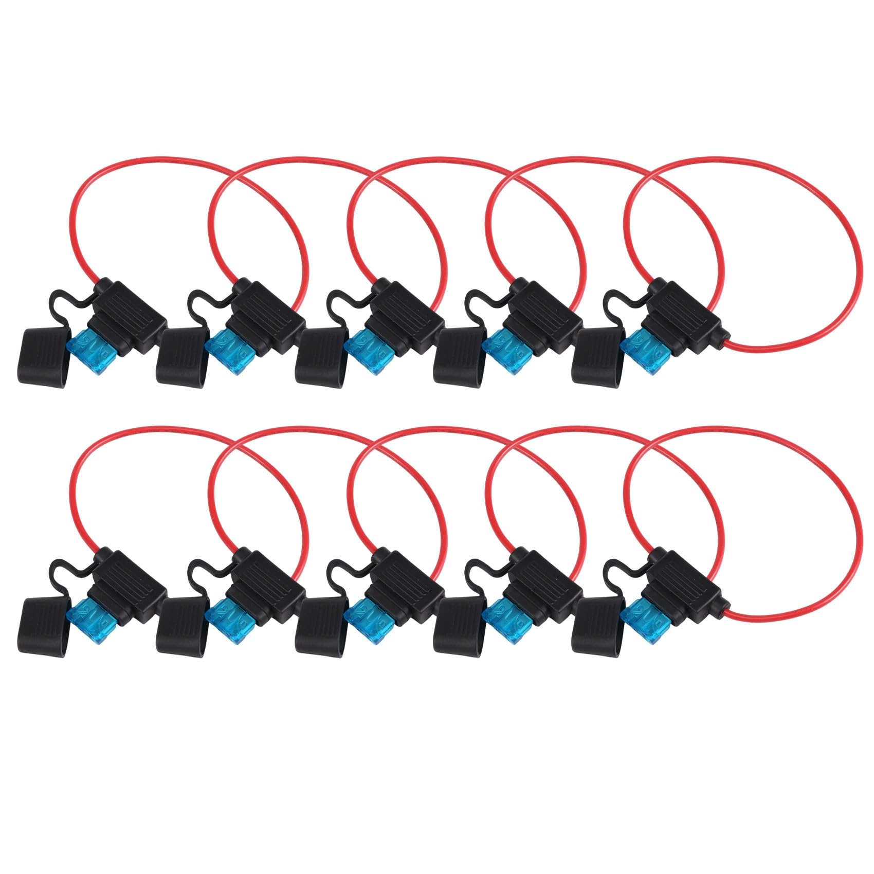 Asuinxurr Inline Sicherungshalter ATC/ATO Add A Circuit Auto Sicherungshalter 10 Pack Sicherung Tap Adapter 16 Gauge 20Amp Klinge Wasserdichter Mit 10 Stücke 15 Amp Standard Sicherungen von Asuinxurr