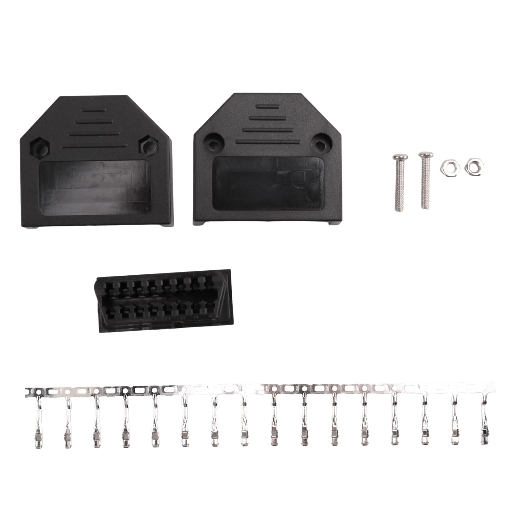 Asuinxurr OBD2 OBD II 16Pin Verbinder Buchse Diagnostic Werkzeug Adapter OBD Anschlussstecker +Gehaeuse+ Terminal + Schrauben von Asuinxurr