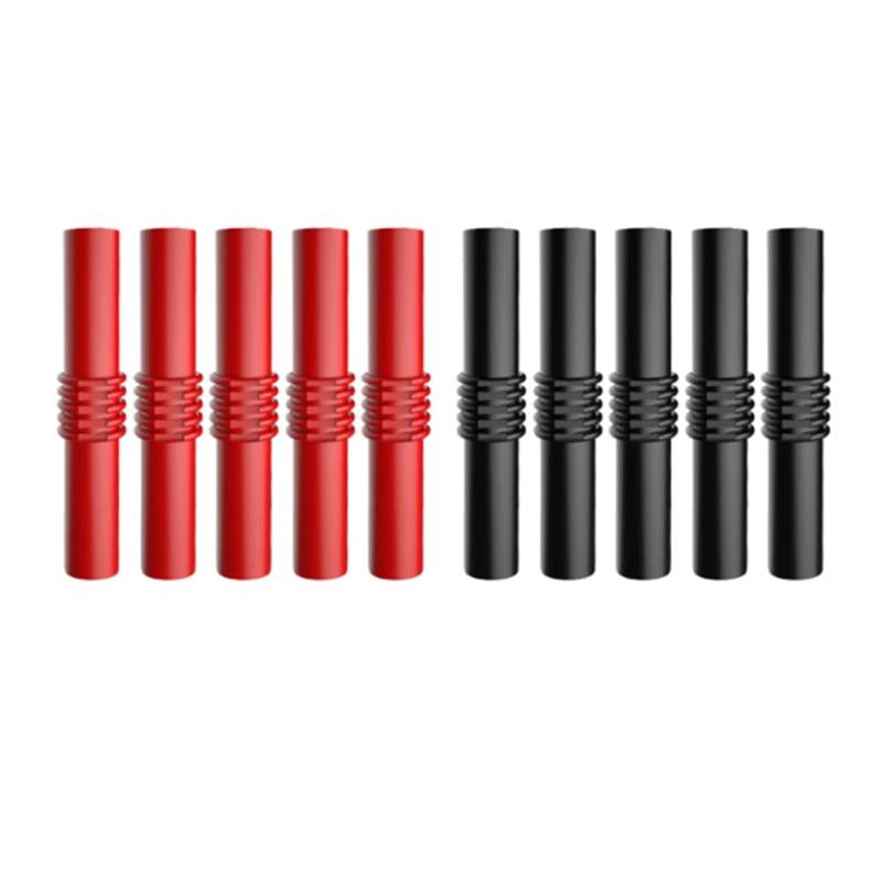 Asuinxurr P7023 10 StüCk/Los VerläNgerung, Isolierte PVC-4-Mm-Bananensteckdose, Buchse auf Buchse, Adapter, Kupplungsstecker, Rot, Schwarz von Asuinxurr