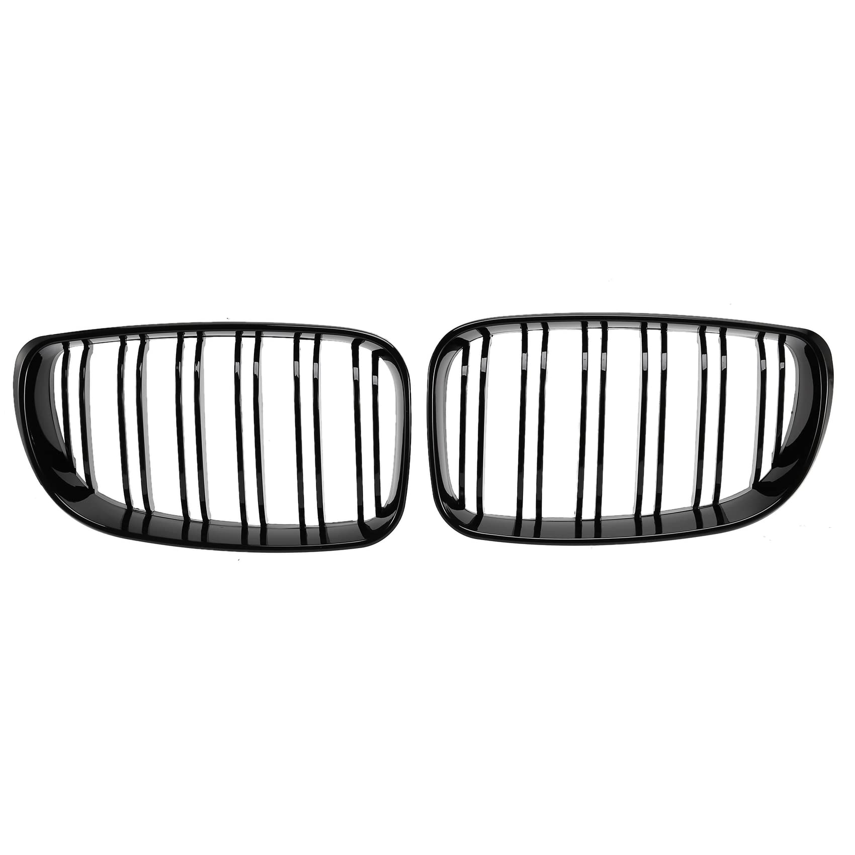 Asuinxurr Schwarz GläNzend Dual Lamellen Front Nieren Grill für E81 E87 E82 E88 120I 128I 130I 135I AusgewäHlt 2007-2011 von Asuinxurr