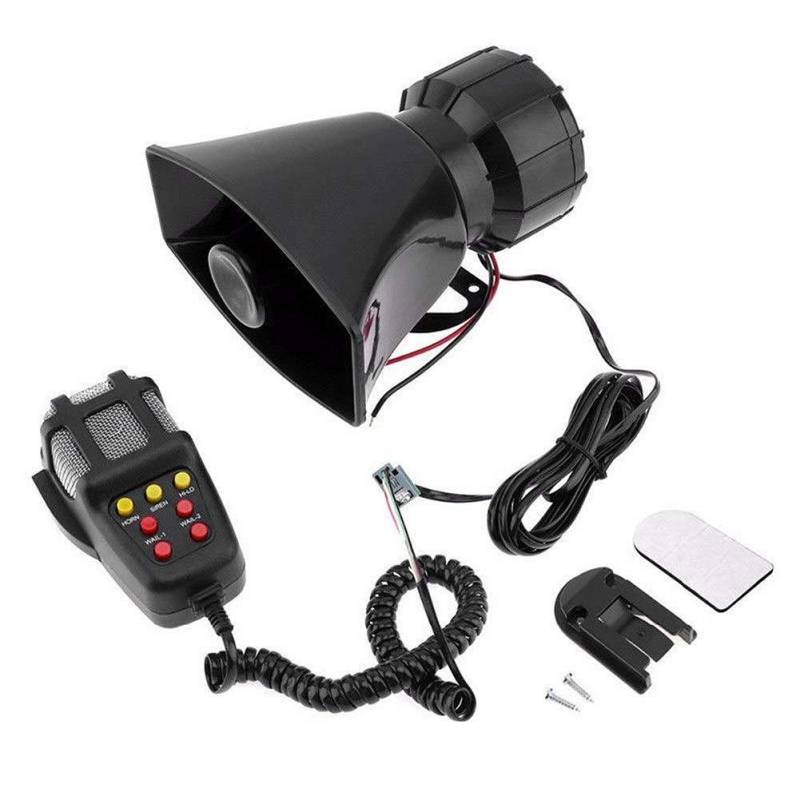 Asyduey Universal Motorrad Auto Alarm Sound 7 Ton Horn 12V 100W Polizei Sirene Horn Lautsprecher (Schwarz) von Asyduey