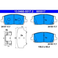 Bremsbelagsatz ATE 13.0460-5517.2, Vorne von Ate