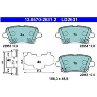 Bremsbelagsatz ATE 13.0470-2631.2, Hinten, Keramik von Ate