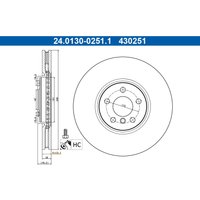 Bremsscheibe ATE 24.0130-0251.1 vorne, belüftet, hochkarbonisiert, 1 Stück von Ate