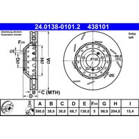 Bremsscheibe ATE 24.0138-0101.2 vorne, geschlitzt, hochkarbonisiert, 1 Stück von Ate