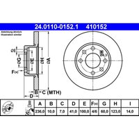 Bremsscheibe ATE 24.0110-0152.1 vorne, voll, 1 Stück von Ate