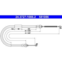 Seilzug, Feststellbremse ATE 24.3727-1086.2, Rechts von Ate