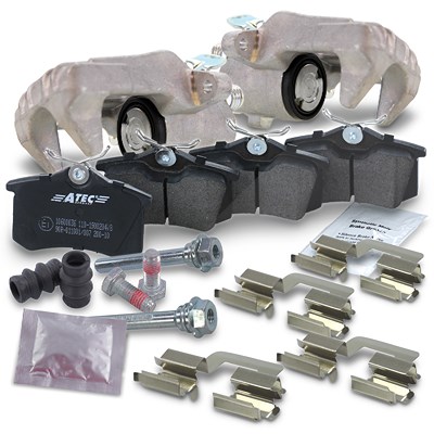 Atec 2x Bremssattel Führungshülsen +Beläge hinten für Audi, Seat, Skoda, VW von Atec