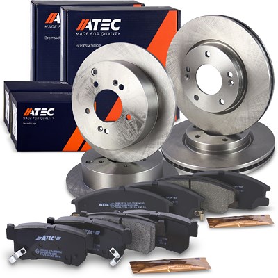 Atec Bremsscheiben + Bremsbeläge Vorne + Hinten für Hyundai von Atec