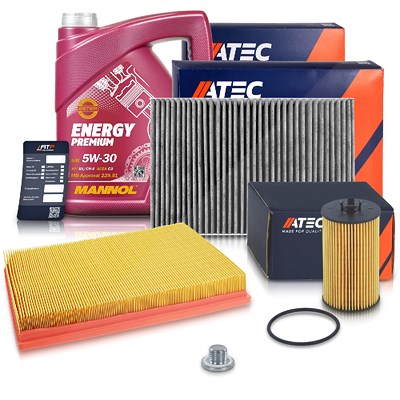 Atec Inspektionspaket Set A + 5l 5W-30 Motoröl für Opel, Vauxhall von Atec