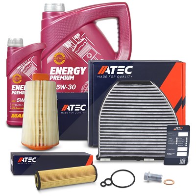 Atec Inspektionspaket Set A + 6l 5W-30 Motoröl für Mercedes-Benz von Atec