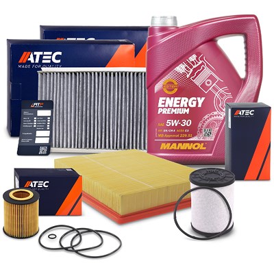 Atec Inspektionspaket Set B + 5l 5W-30 Motoröl für Fiat, Opel, Vauxhall von Atec