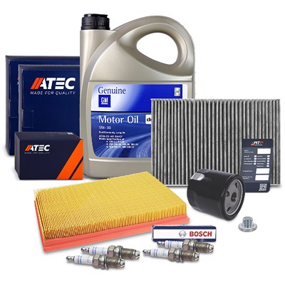 Atec Inspektionspaket Set C + 5l 5W-30 Motoröl für Opel, Vauxhall von Atec