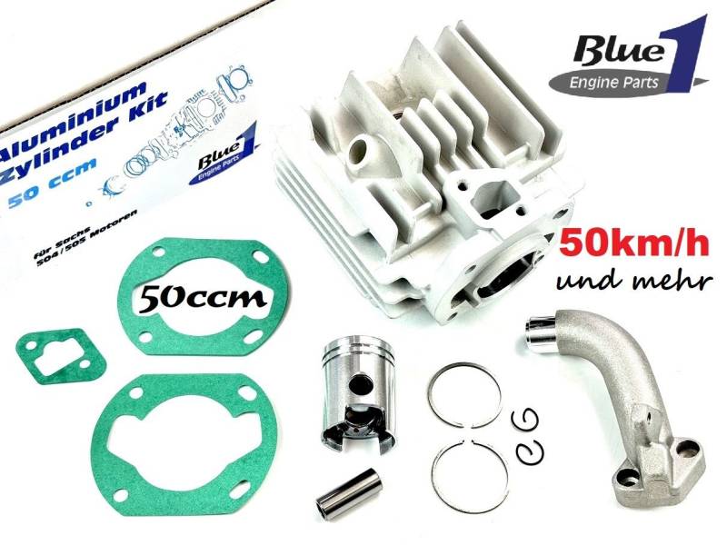 50ccm TUNING Alu Zylinder Nicasil Sachs 504 505 Flansch Hercules Prima Blue1 von BOOL-tec