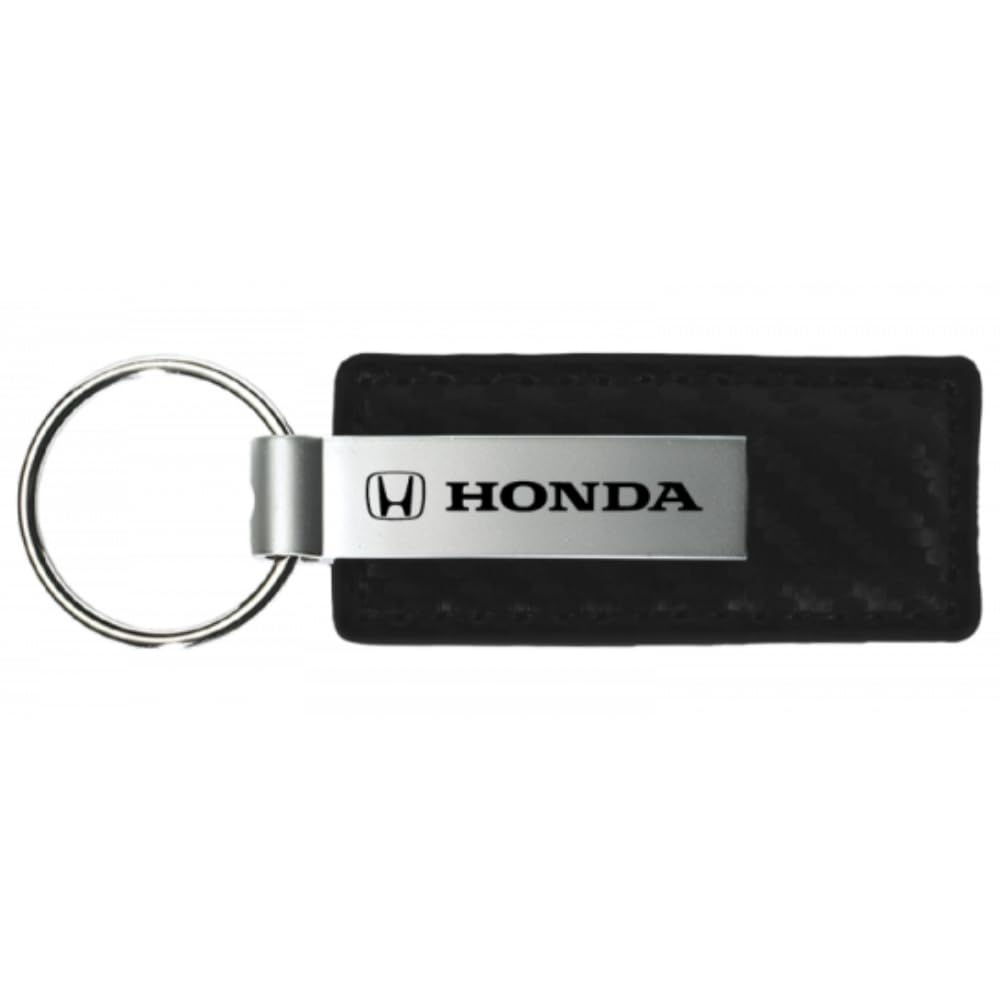 Au-TOMOTIVE GOLD, INC. Offiziell lizenzierter Schlüsselanhänger aus Karbonfaser-Leder für Honda (schwarz), Schwarz, 1 " x 3-1/4 ", Modern von Au-TOMOTIVE GOLD