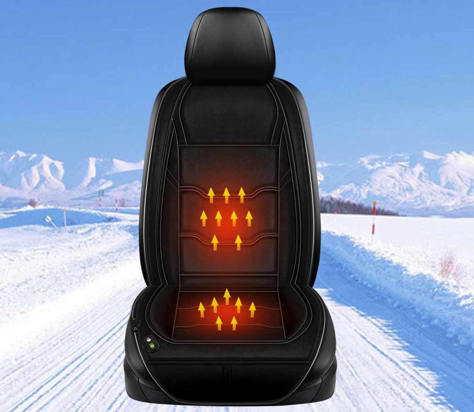 AuMarndi Auto Sitzheizung Nachrüsten Autositzheizungsauflage 12v Sitzauflage mit Heizung Auto 12v 12V/24V Universell Sitzheizung Auto Sitzauflagen,black-1seat von AuMarndi