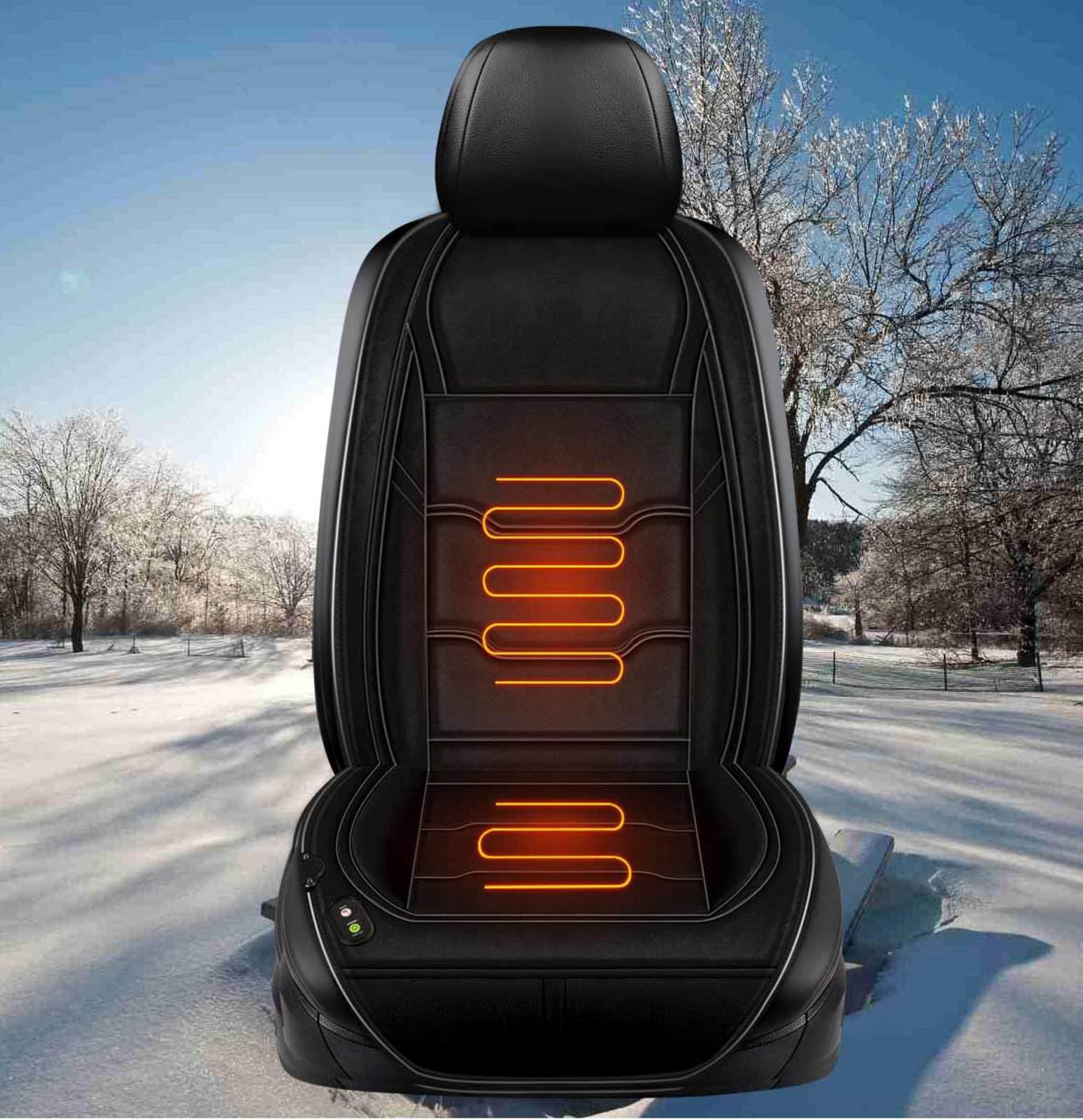 Beheizbare Sitzauflage Auto Sitzheizung Auflage Auto 12v Auto Beheiztes Sitzkissen 12V-24V Universell Sitzheizung AutozubehöR Winter,black-1seat von AuMarndi