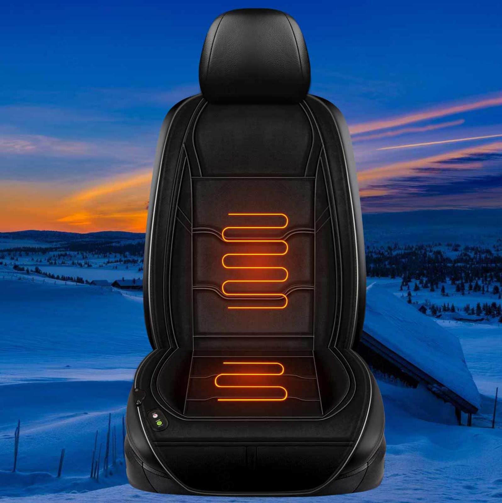 Sitzheizung Auto Auflage 12v Grau Sitzheizung Auflage Autositz Beheizbare Autositzauflage Auto 12V/24V Universell Sitzheizung Beheizbar Sitzbezug,black-1seat von AuMarndi