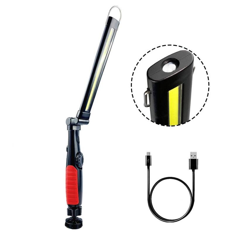 LED Arbeitsleuchter 360 ° Faltbares , Portable Wiederaufladbare Taschenlampe Workshop Lampe COB Inspektionsleuchten mit magnetischen base für Auto Reparatur, Garage, Camping, Notfallgebrauch (Red) von AuRiver