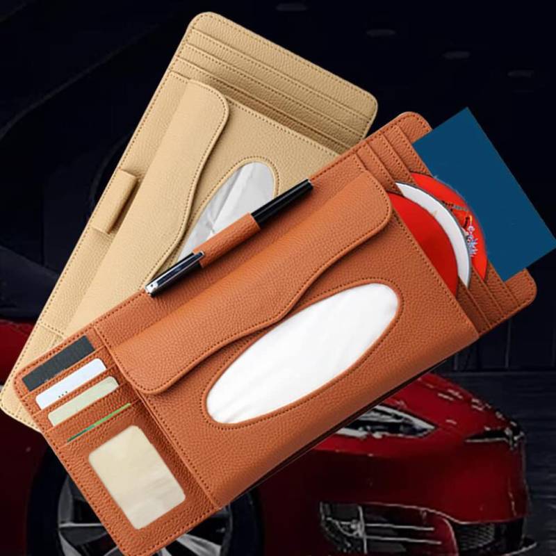 Aublinto Auto Sonnenblende Ticket Karten Organizer Auto Sonnenblende Multifunktions Organizer Auto Sonnenblenden Tissue Box Auto Sonnenblende Ticket Clip CD Tasche von Aublinto