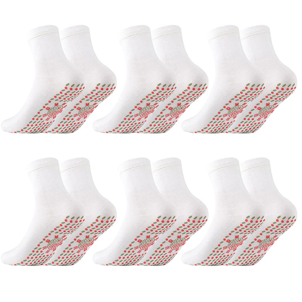 Aublinto Beheizte Warme Socken,6 Paar Selbsterwärmende Wintersocken Thermotherapeutische Socken Thermo Fußwärmer Socken Wärmezirkulations Akupressursocken für Outdoor Wandern Skifahren von Aublinto