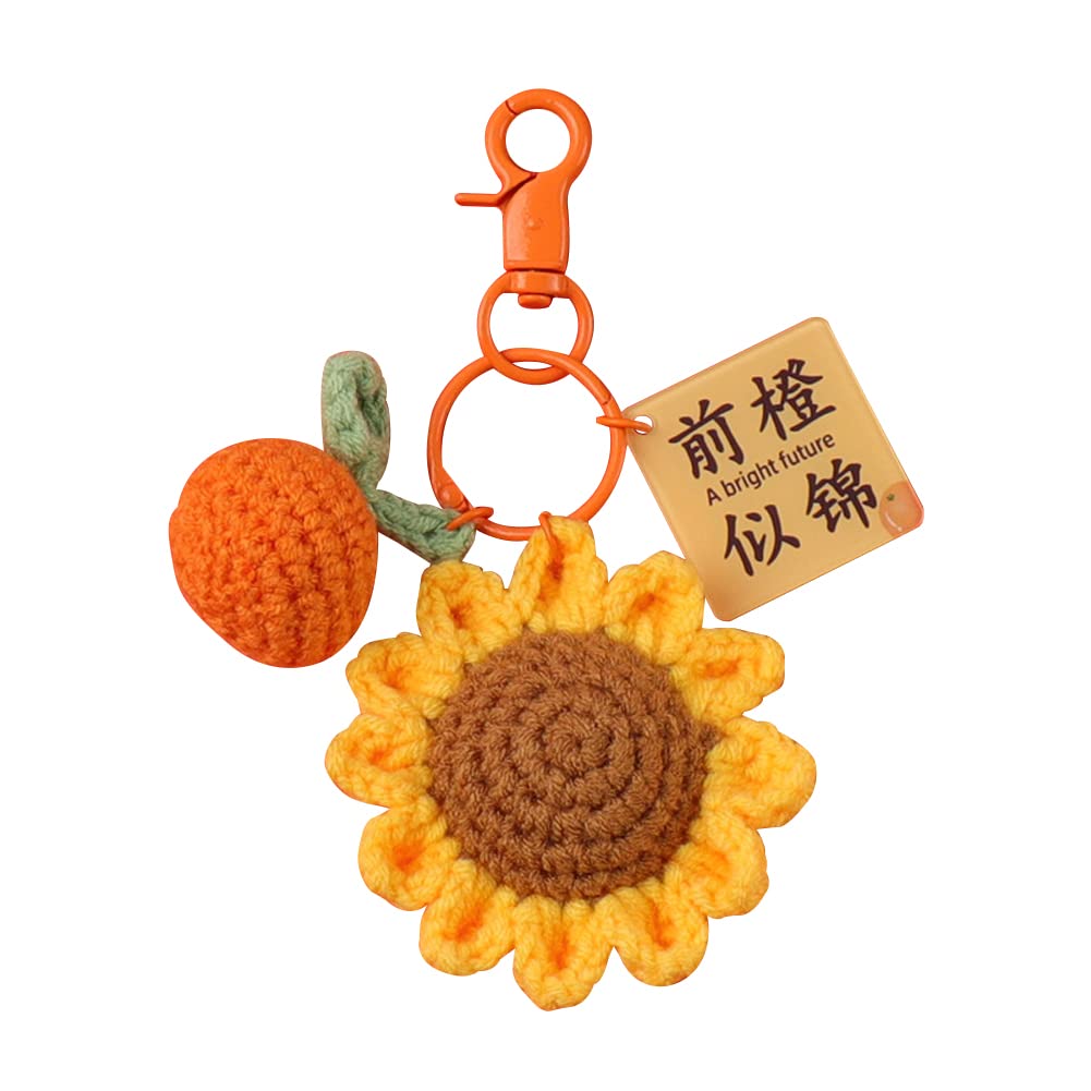 Aublinto Schlüsselanhänger Charm Anhänger,Gestrickter Schlüsselanhänger Anhänger Sonnenblume Schlüsselanhänger Personalisierte Kreative Schlüsselring Geschenk von Aublinto